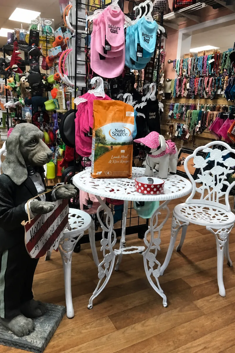 Toys, apparel and gift display inside Paradise Poochie